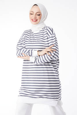 Çizgili Tunik Füme - 23925 - 3