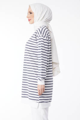 Çizgili Tunik Füme - 23925 - 4