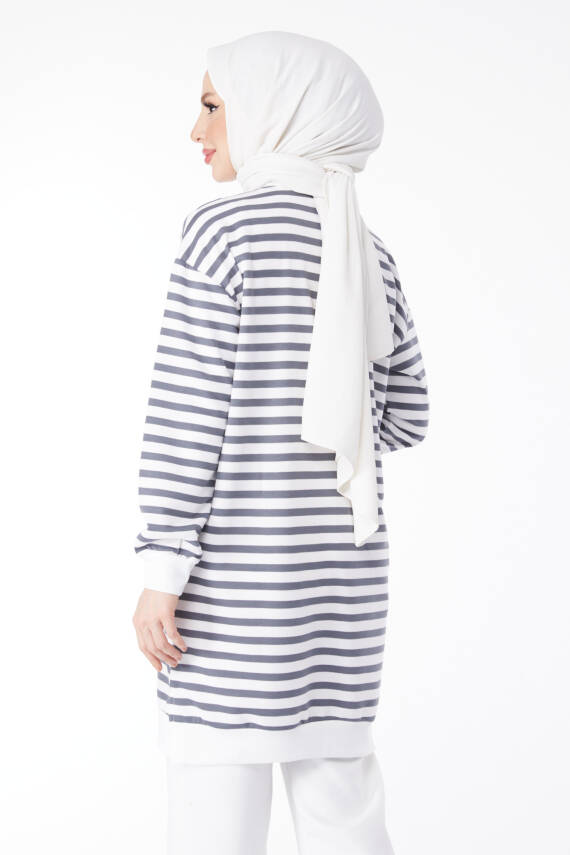 Çizgili Tunik Füme - 23925 - 5