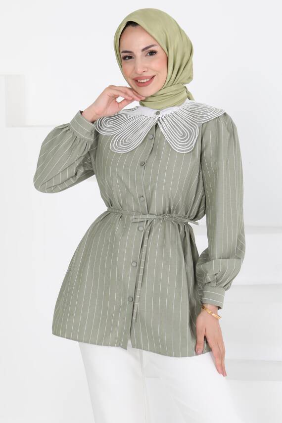 Çizgili Tunik Haki - 27000 - 1