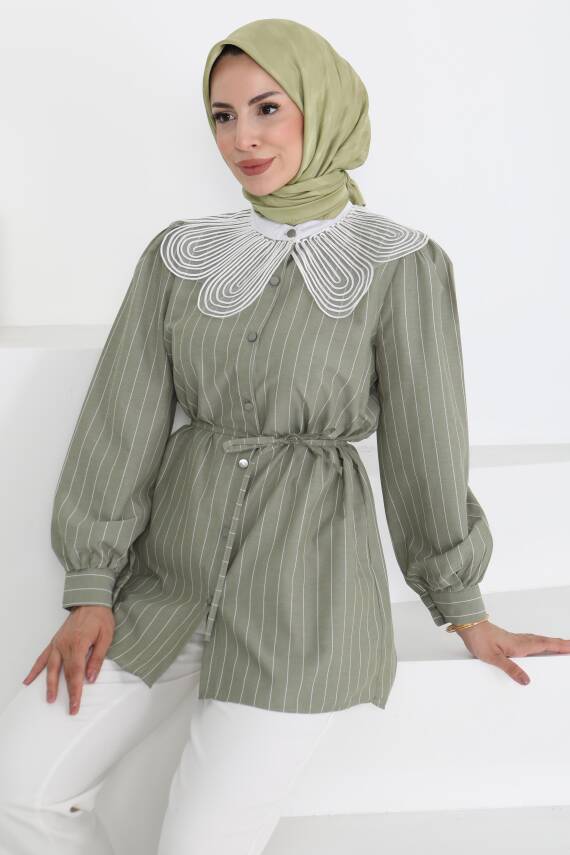 Çizgili Tunik Haki - 27000 - 2