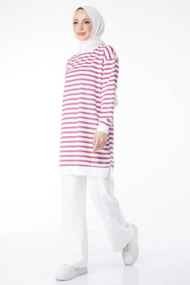 Çizgili Tunik Lila - 23925 