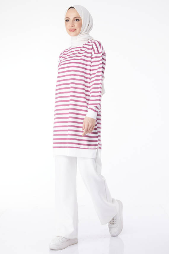 Çizgili Tunik Lila - 23925 - 1