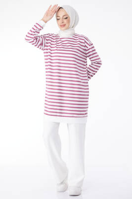 Çizgili Tunik Lila - 23925 - 2