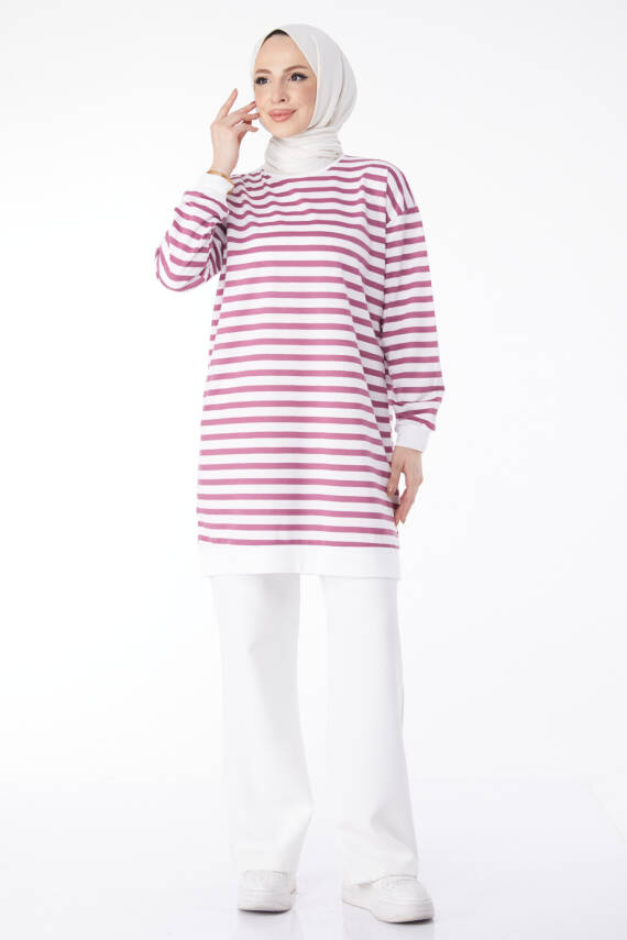 Çizgili Tunik Lila - 23925 - 3