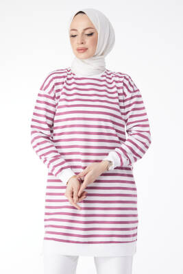 Çizgili Tunik Lila - 23925 - 4