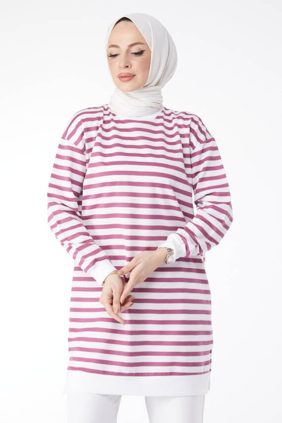 Çizgili Tunik Lila - 23925 - 4