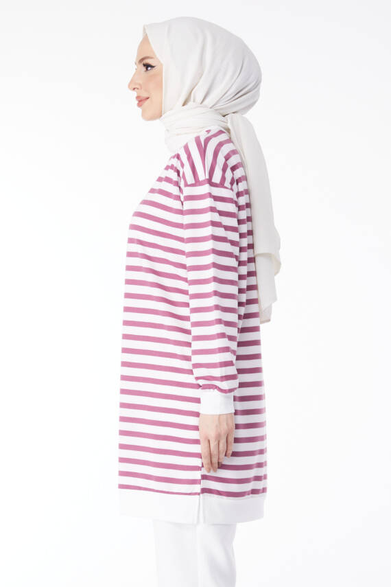 Çizgili Tunik Lila - 23925 - 5