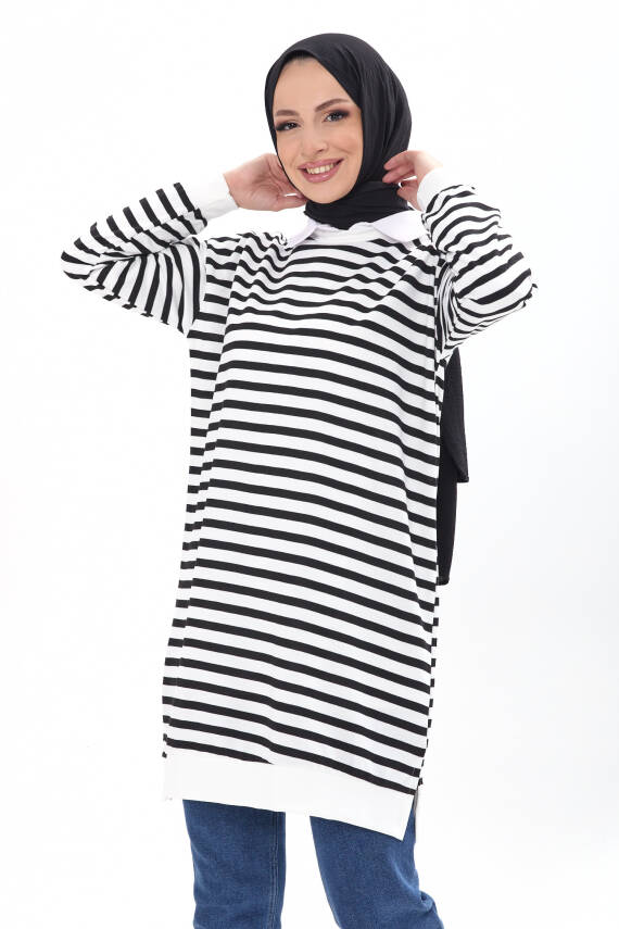 Çizgili Tunik Siyah - 23925 - 2