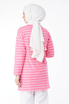 Çİzgili Yırtmaçlı Tunik Fuşya - 27134 - 5