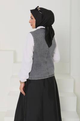 Denim Kısa Yelek Antrasit - 27099 - 8