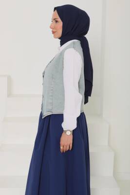 Denim Kısa Yelek Mavi-tint - 27099 - 7
