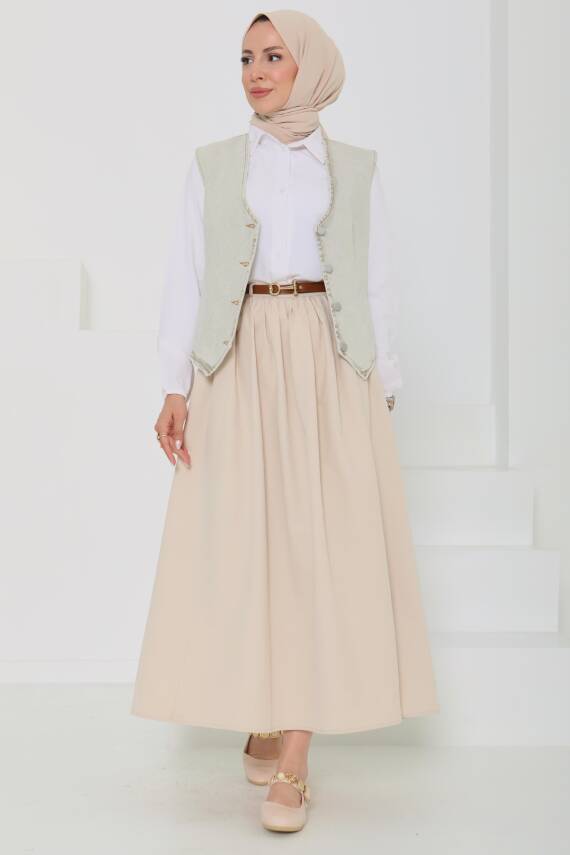 Denim Kısa Yelek Taş - 27099 - 1