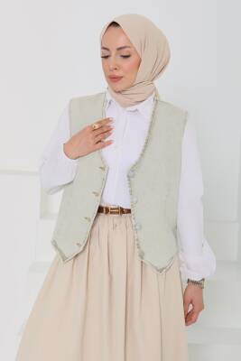 Denim Kısa Yelek Taş - 27099 - 2