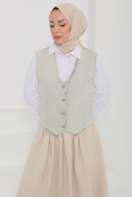 Denim Kısa Yelek Taş - 27099 - 3