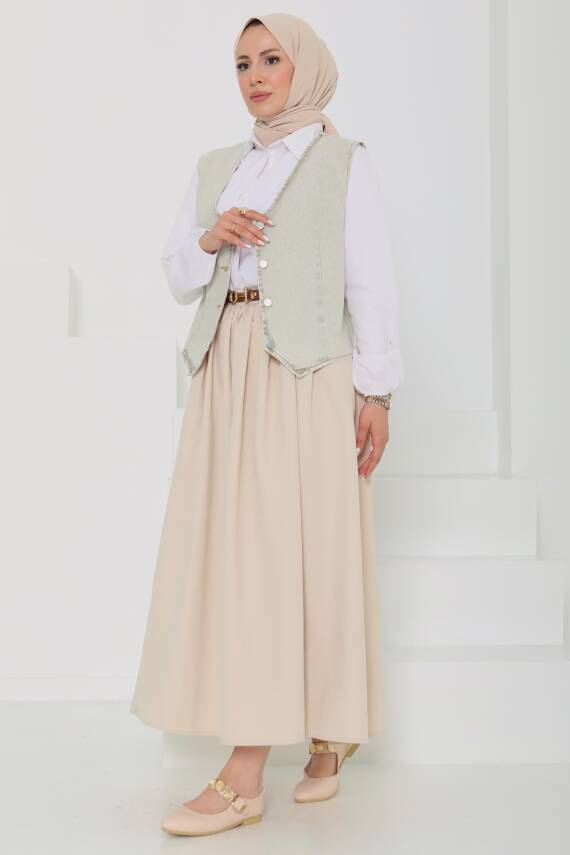 Denim Kısa Yelek Taş - 27099 - 4