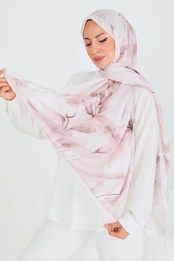 Desenli Bambu Kare Şal Bej - 27525 - 2