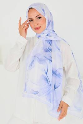 Desenli Bambu Kare Şal Lila - 27525 - 2