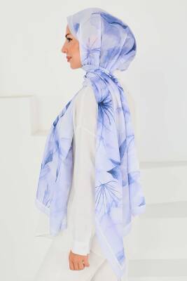 Desenli Bambu Kare Şal Lila - 27525 - 4