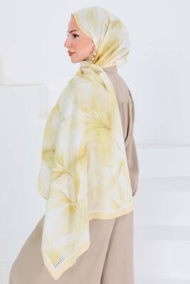 Desenli Bambu Kare Şal Sari - 27525 - 5