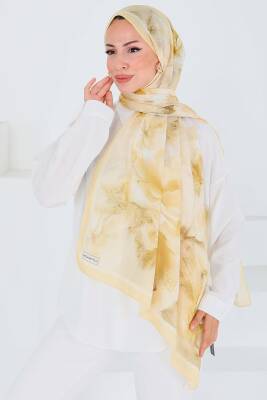 Desenli Bambu Kare Şal Sari - 27528 - 2