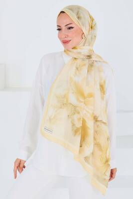 Desenli Bambu Kare Şal Sari - 27528 - 3