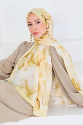 Desenli Bambu Kare Şal Sari - 27529 - 3