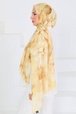 Desenli Bambu Kare Şal Sari - 27530 - 2