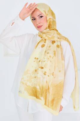 Desenli Bambu Kare Şal Sari - 27531 - 1