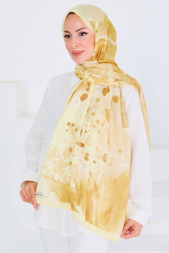 Desenli Bambu Kare Şal Sari - 27531 - 3