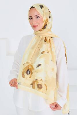 Desenli Bambu Kare Şal Sari - 27533 - 2