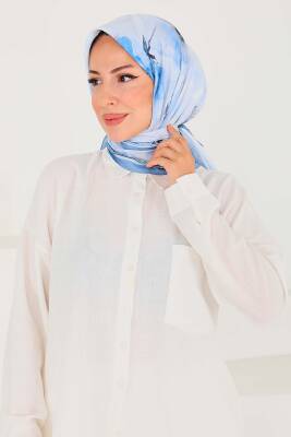 Desenli Bambu Şal Bebe Mavi - 27521 