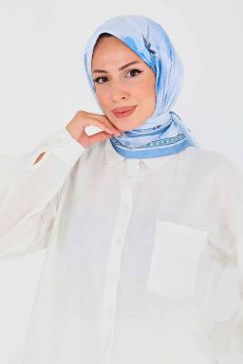 Desenli Bambu Şal Bebe Mavi - 27521 - 2