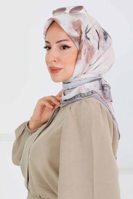 Desenli Bambu Şal Bej - 27521 - 2