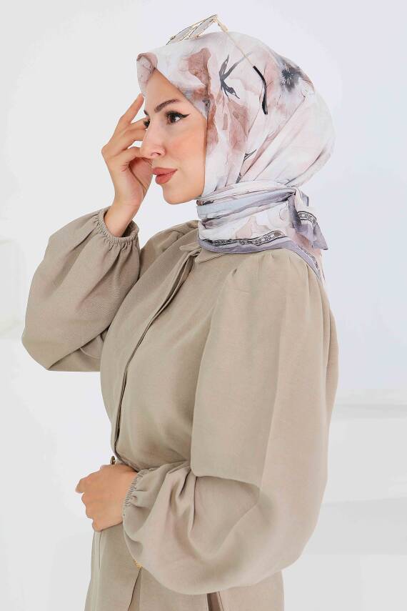 Desenli Bambu Şal Bej - 27521 - 3