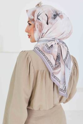 Desenli Bambu Şal Bej - 27521 - 4