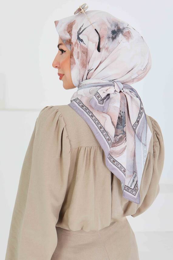 Desenli Bambu Şal Bej - 27521 - 4