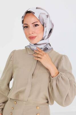 Desenli Bambu Şal Bej - 27522 