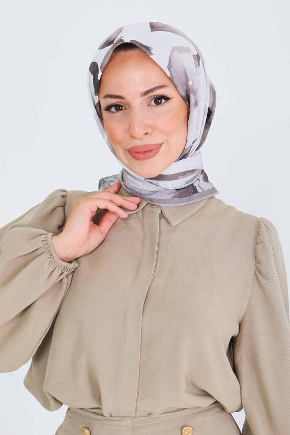 Desenli Bambu Şal Bej - 27522 - 2