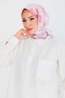 Desenli Bambu Şal Gül - 27521 - 4