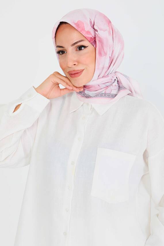 Desenli Bambu Şal Gül - 27521 - 4