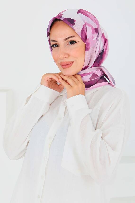 Desenli Bambu Şal Gül - 27522 - 2