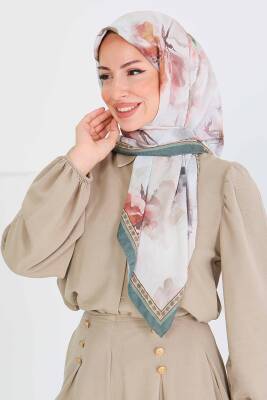 Desenli Bambu Şal Haki - 27521 