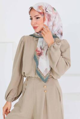 Desenli Bambu Şal Haki - 27521 - 2