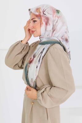 Desenli Bambu Şal Haki - 27521 - 4