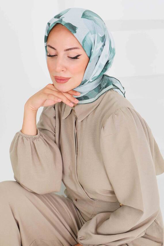 Desenli Bambu Şal Haki - 27522 - 1