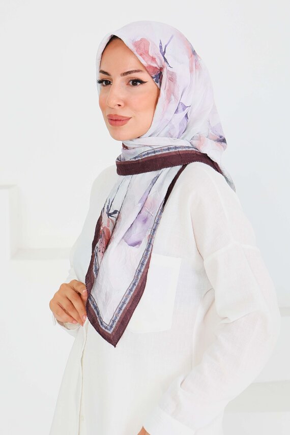 Desenli Bambu Şal Kahve - 27521 - 1