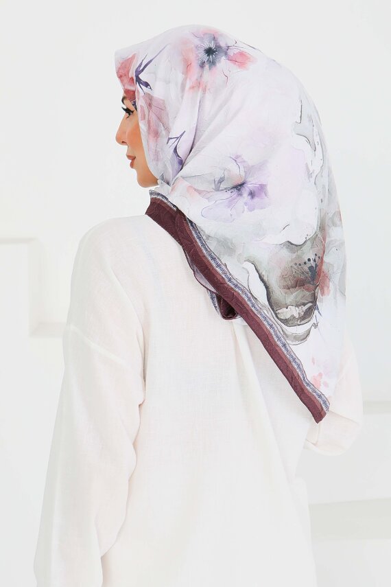 Desenli Bambu Şal Kahve - 27521 - 4