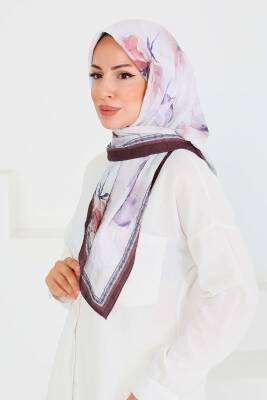 Desenli Bambu Şal Kahve - 27521 