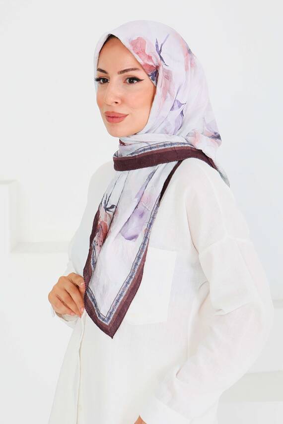 Desenli Bambu Şal Kahve - 27521 - 1